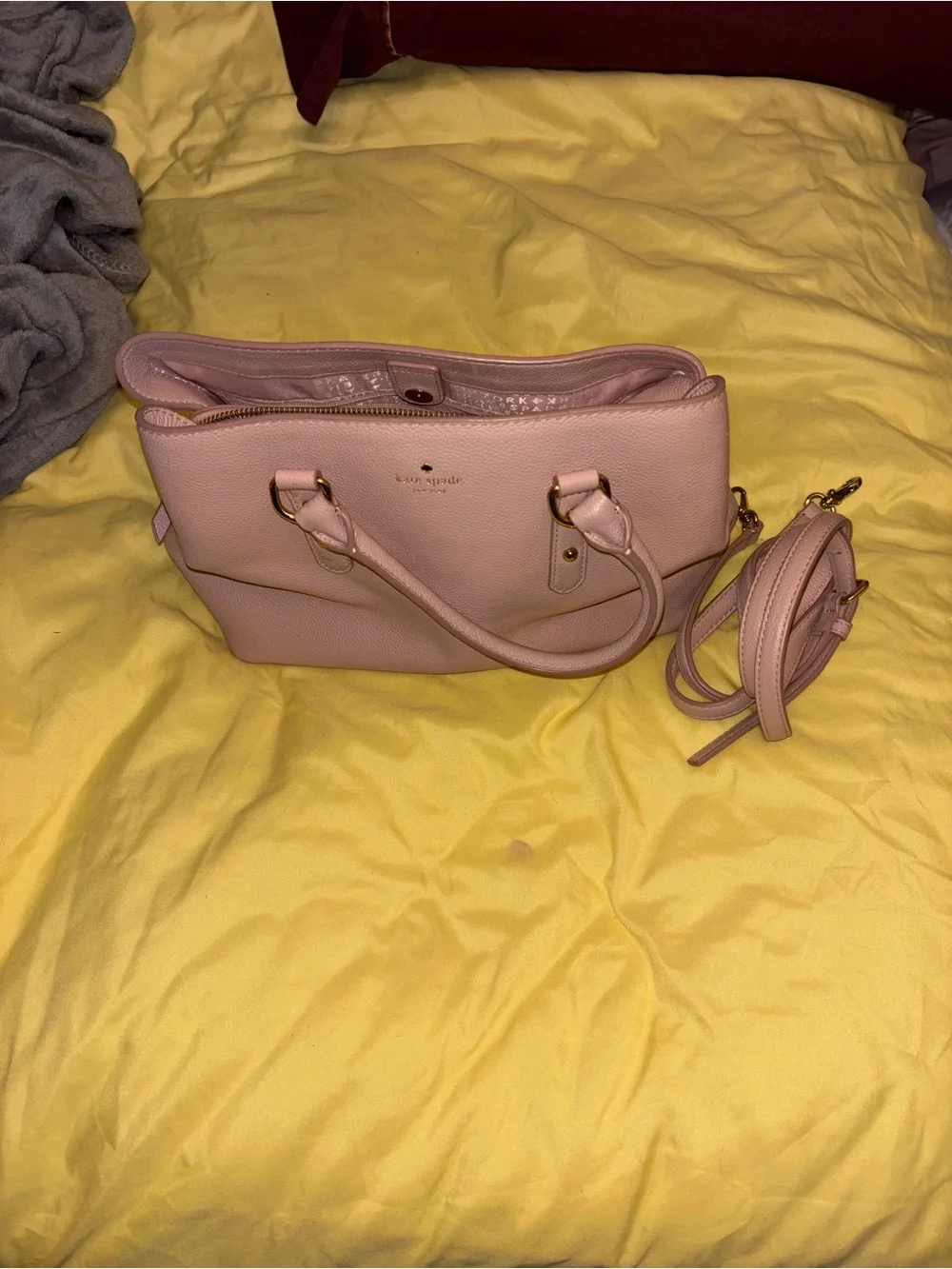 kate spade Blush Pink Pebbled Leather Tote with Gold Hardware